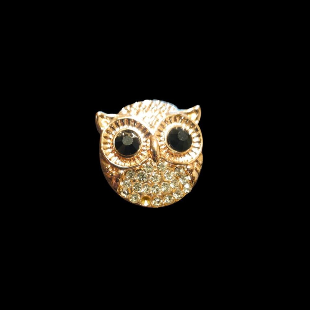 18mm Rhinestone Owl Snap Charm – Interchangeable Snap Jewelry Button